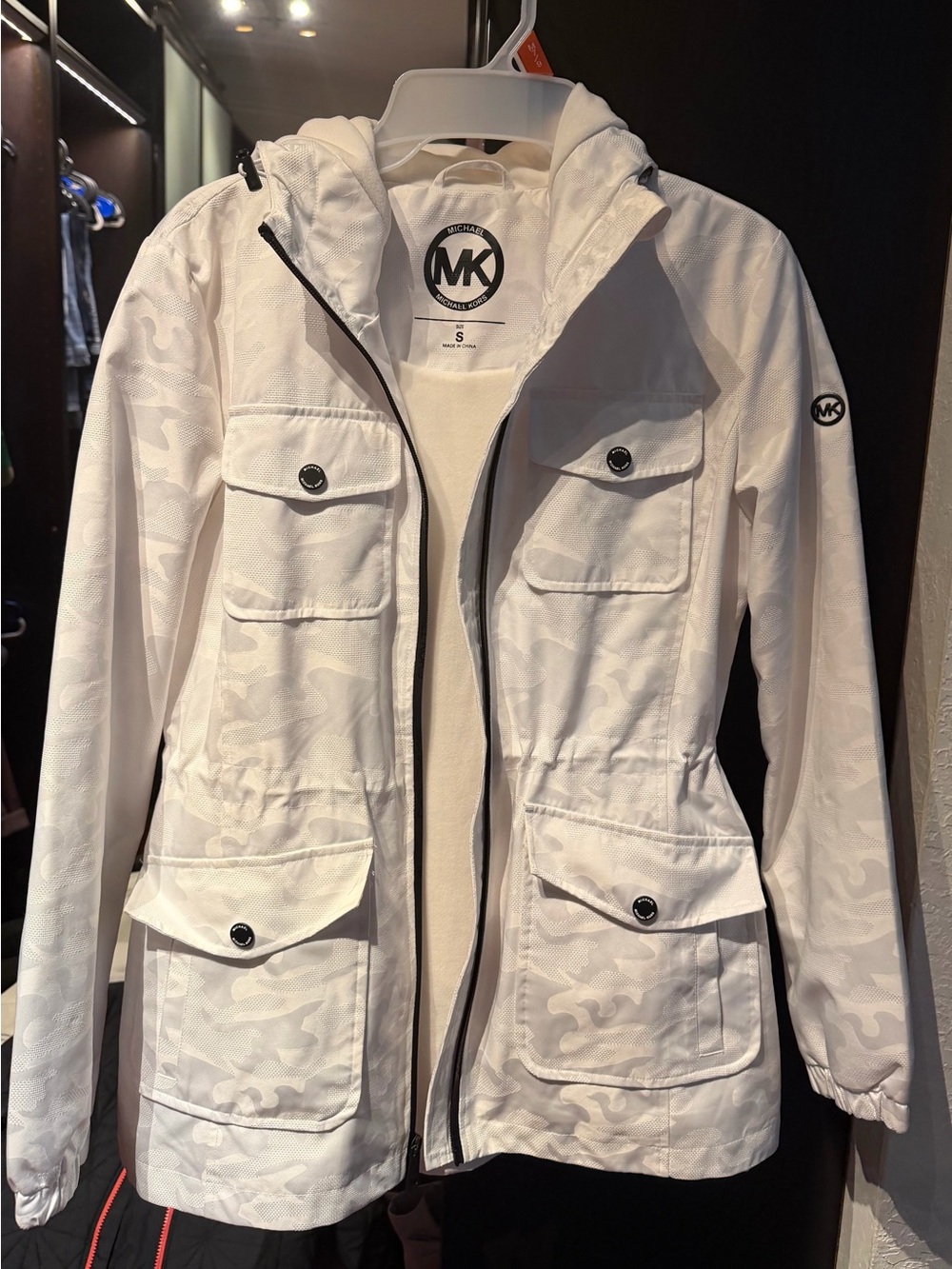 Michael Kors White Hooded Utility Anorak Jacket
